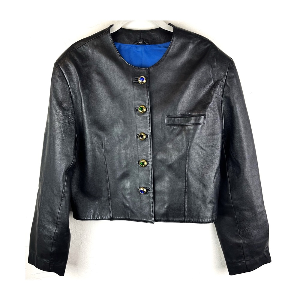 Cropped leather Jacket from Germany size 40 / 10 80s Disco